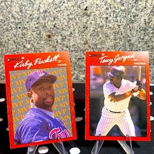 Tony Gwynn & Kirby Puckett 1990 Donruss HOF MVP Twins Padres Very Nice Condition
